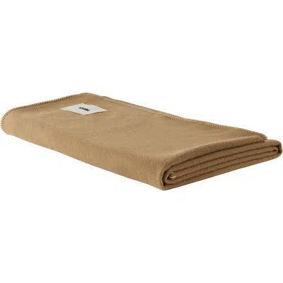 Tekla Rectangular Brushed Wool Blanket In Brown