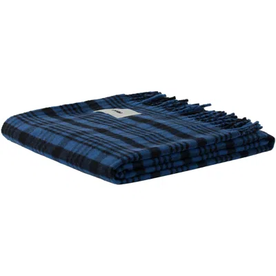 Tekla Rectangular Wool Flannel Blanket In Blue