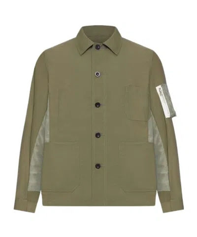 Sacai Button-down Jacket In Green