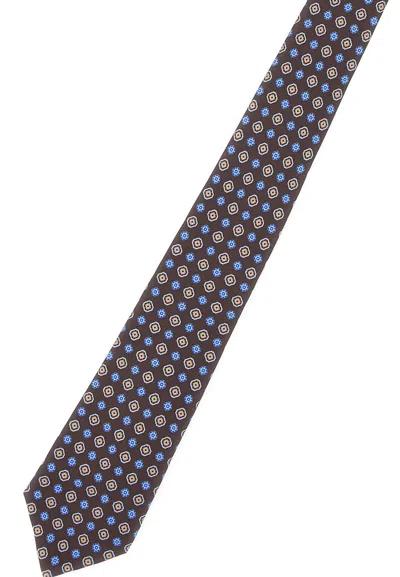Kiton Micro Pattern Silk Tie In Blue