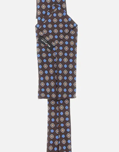 Kiton Micro Pattern Silk Tie In Blue