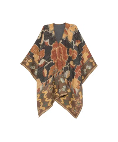 Pierre-louis Mascia Pancake Abstract-pattern Blanket-stitch Cape In Brown