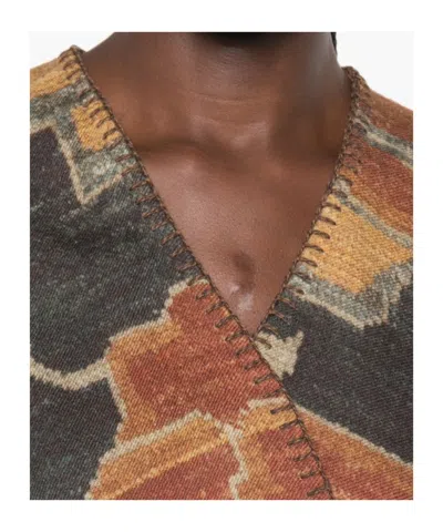 Pierre-louis Mascia Pancake Abstract-pattern Blanket-stitch Cape In Brown
