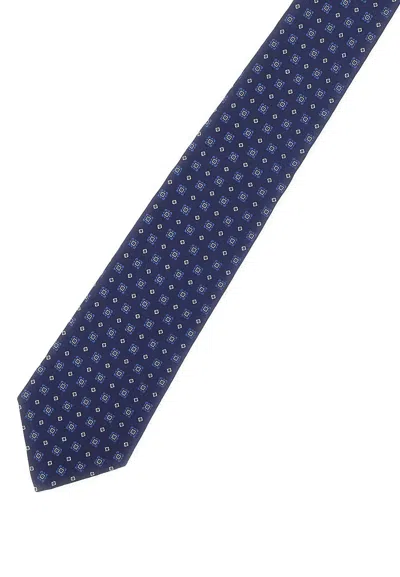 Kiton Micro-geometric Silk Tie In Multi
