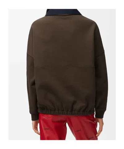 Loewe Cotton-blend Drawstring Sweatshirt In Brown