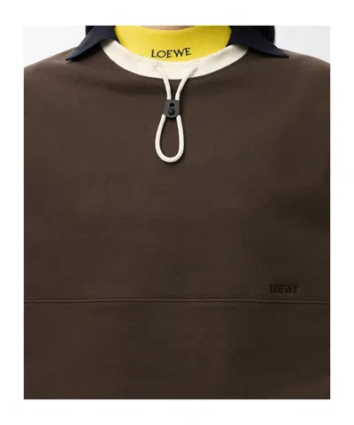 Loewe Cotton-blend Drawstring Sweatshirt In Brown