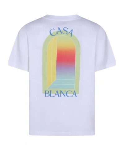 Casablanca White Graphic Print Ribbed Crewneck T-shirt In White