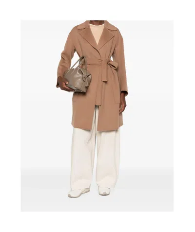 Max Mara Belted Coat In Brown