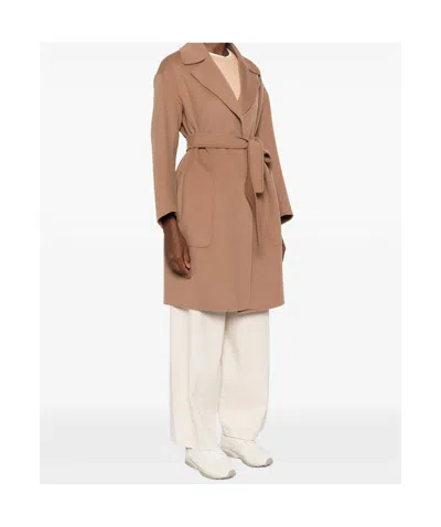 Max Mara Belted Coat In Brown