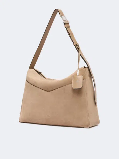 Max Mara Large Split Leather Handbag In Brown