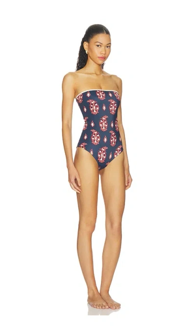 Johanna Ortiz Alta Mar Strapless One-piece Swimsuit In Blue