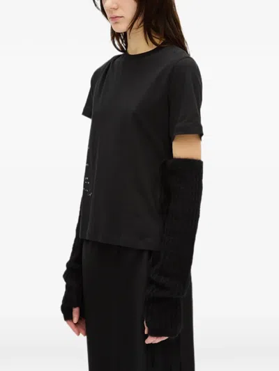 Ann Demeulemeester Mea Knitted Gauntlets In Black
