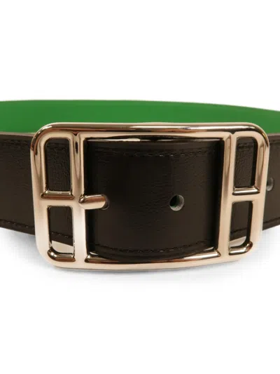 Pre-owned Hermes Cape Cod Reversible Belt In Black