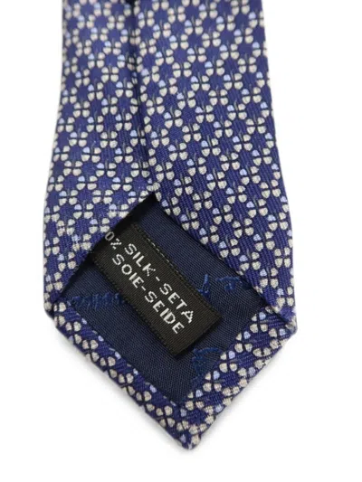 Pre-owned Ferragamo Geometric-pattern Silk Tie In Blue