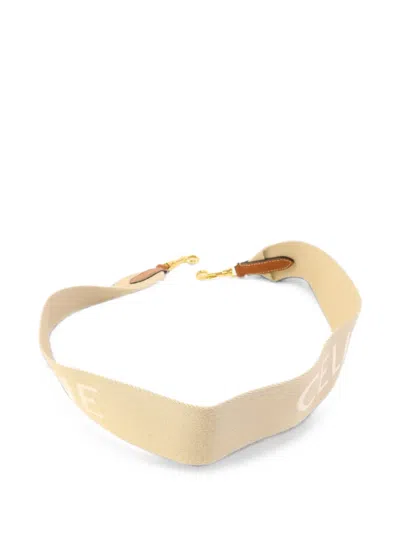 Pre-owned Celine Logo-print Bag Strap In Neutral