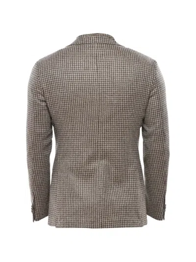 Corneliani Houndstooth-pattern Single-breasted Blazer In Gray