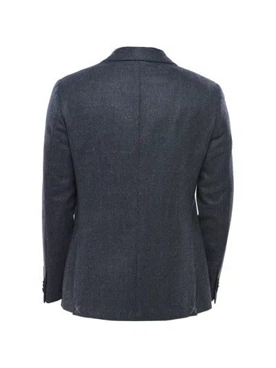 Corneliani Single-breasted Patch-pocket Blazer In Gray