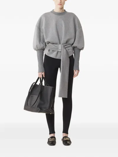 Lanvin Belted Sweatshirt In Double-faced Jersey In Gray