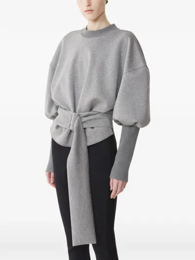 Lanvin Belted Sweatshirt In Double-faced Jersey In Gray