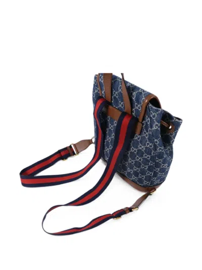 Pre-owned Gucci Gg-monogram Backpack In Blue