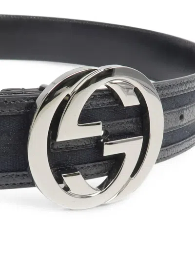 Pre-owned Gucci Interlocking Gg Belt In Black