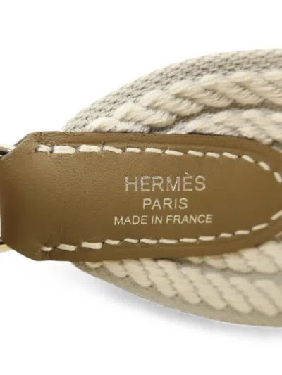 Pre-owned Hermes Striped Bag Strap In Gray