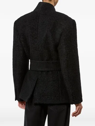 Isabel Marant Syndra Belted Oversized Virgin Wool-blend Jacket In Black