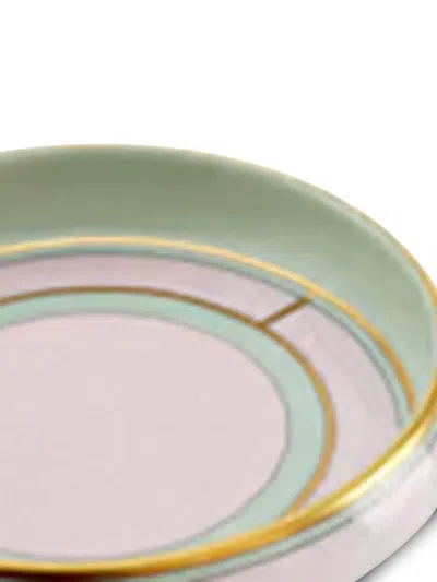 Ginori 1735 Porcelain Colonna Diva Rosa Round Tray In Green