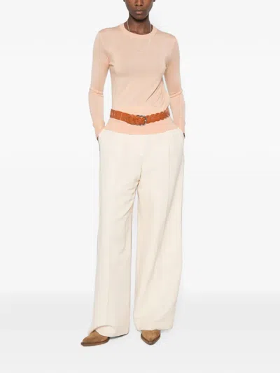 Chloé Long Sleeve Silk Blend Knit Sweatshirt In Orange