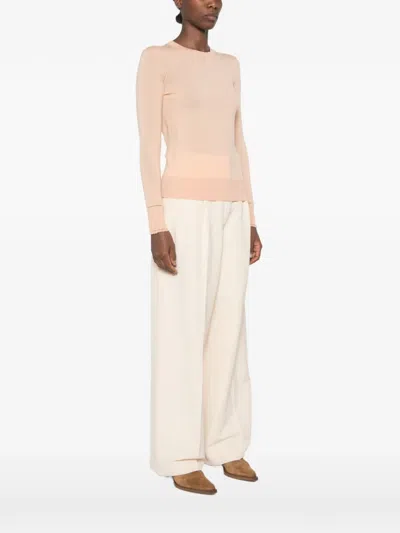Chloé Long Sleeve Silk Blend Knit Sweatshirt In Orange