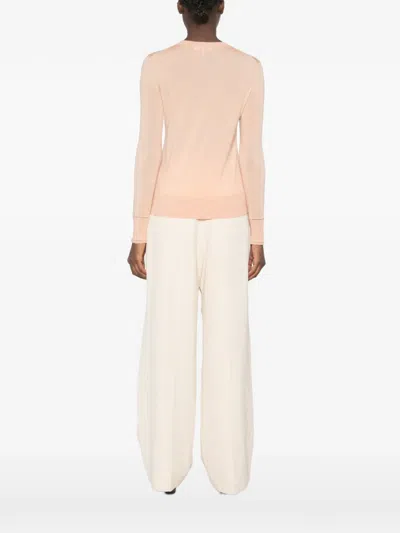Chloé Long Sleeve Silk Blend Knit Sweatshirt In Orange