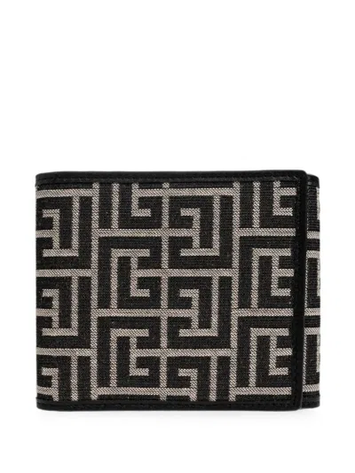 Balmain Monogram Canvas Wallet In Multi