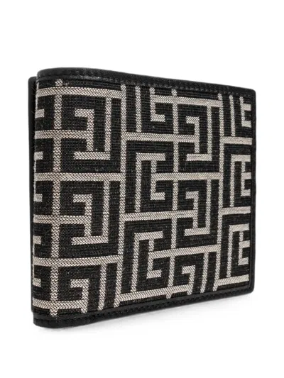 Balmain Monogram Canvas Wallet In Multi