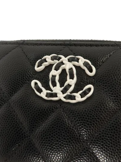 Pre-owned Chanel Interlocking-cc Wallet In Black