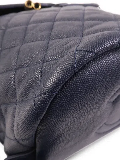 Pre-owned Chanel Filigree Backpack In Blue