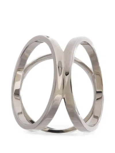 Pre-owned Hermes Interlocking-rings Scarf Ring In Silver