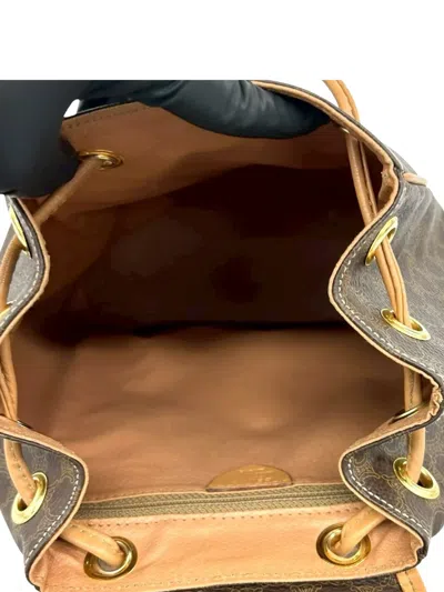 Pre-owned Celine 2015 Macadam Drawstring Backpack In Brown