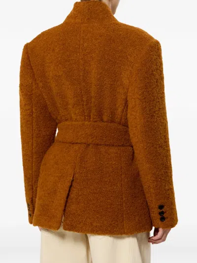 Isabel Marant Syndra Boucle Belted Oversized Wrap Jacket In Brown
