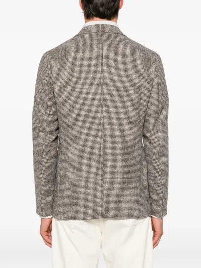Eleventy Houndstooth-pattern Single-breasted Blazer In Brown