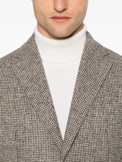Eleventy Houndstooth-pattern Single-breasted Blazer In Brown