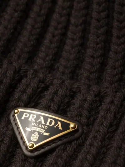 Prada Wool Beanie In Brown