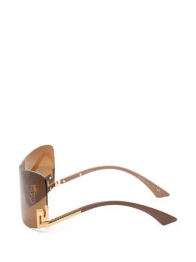 Versace Greca Shield Sunglasses In Brown