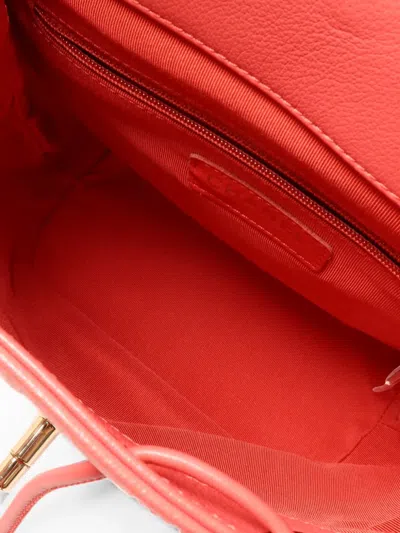 Pre-owned Chanel Cc Turn-lock Chevron Backpack In Pink