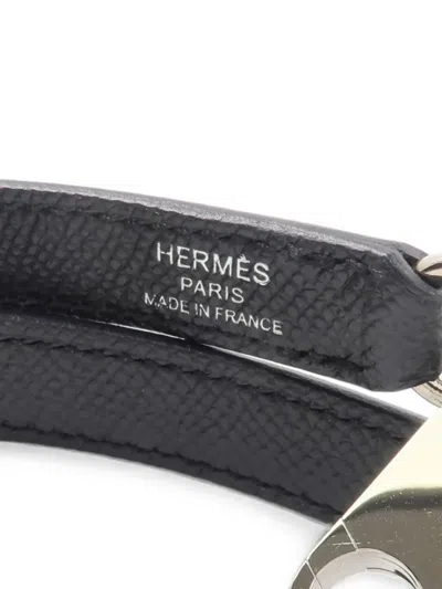 Pre-owned Hermes Epsom Woven Shoulder Strap In Black