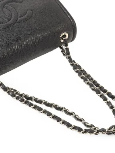 Pre-owned Chanel Cc Chain-strap Leather Shoulder Bag In Black