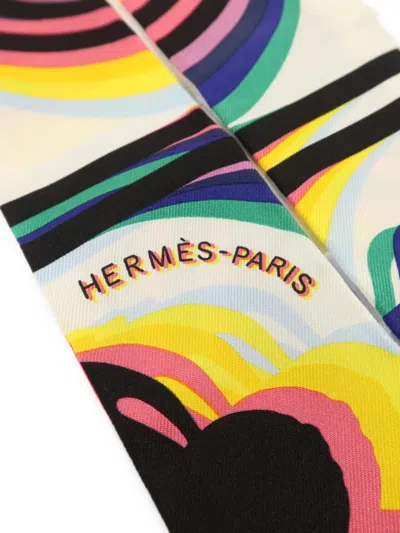 Pre-owned Hermes Twilly Scarf In Black