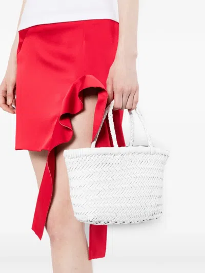 Dragon Diffusion Interwoven Leather Tote Bag In White