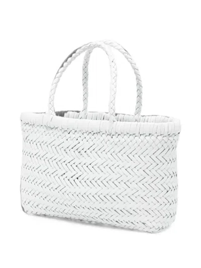 Dragon Diffusion Interwoven Leather Tote Bag In White