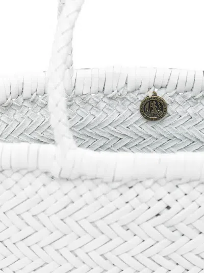Dragon Diffusion Interwoven Leather Tote Bag In White