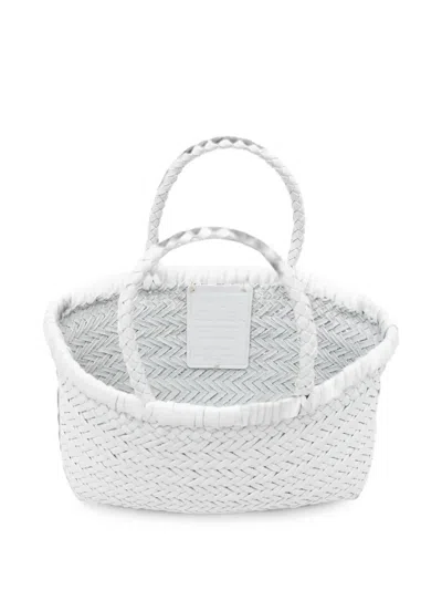 Dragon Diffusion Interwoven Leather Tote Bag In White
